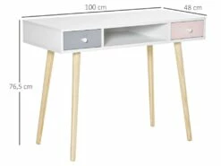 Bureau Enfant Style Scandinave Avec Tiroir Et Compartiment De Rangement 100L X 48l X 76,5H Cm MDF Et Pin Blanc Gris Et Rose 6 Bureau Enfant Style Scandinave Avec Tiroir Et Compartiment De Rangement 100L X 48l X 76,5H Cm MDF Et Pin Blanc Gris Et Rose -mobilier de bureau Shop meuble bureau 13885251