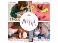 HOMCOM Ensemble Table Et Chaises Enfant Design Princesse Motif Couronne Bois Pin MDF Rose -mobilier de bureau Shop meuble bureau 13885329