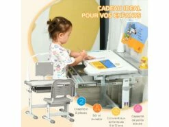 HOMCOM Bureau Enfant Avec Chaise - Ensemble Bureau Et Chaise Réglable - Lampe, Support De Lecture, Tablette Coulissante Multi-rangement - Gris Blanc 13 HOMCOM Bureau Enfant Avec Chaise - Ensemble Bureau Et Chaise Réglable - Lampe, Support De Lecture, Tablette Coulissante Multi-rangement - Gris Blanc -mobilier de bureau Shop meuble bureau 13885427