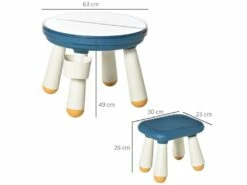 HOMCOM Ensemble Table De Construction Multi-activités Pour Enfant Avec Tabouret Ø 63 X 49H Cm Bleu Et Blanc -mobilier de bureau Shop meuble bureau 13885459