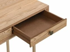 Bureau Console Avec 3 Tiroirs - MDF Et Métal - Naturel Et Doré - DEYAM -mobilier de bureau Shop meuble bureau 14023421