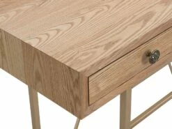 Bureau Console Avec 3 Tiroirs - MDF Et Métal - Naturel Et Doré - DEYAM -mobilier de bureau Shop meuble bureau 14023435