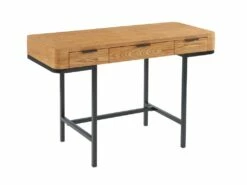 Bureau Avec 3 Tiroirs - MDF Et Métal - Naturel Et Noir - LISELA -mobilier de bureau Shop meuble bureau 14023449