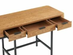 Bureau Avec 3 Tiroirs - MDF Et Métal - Naturel Et Noir - LISELA -mobilier de bureau Shop meuble bureau 14023457