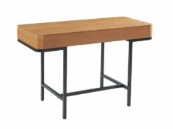 Bureau Avec 3 Tiroirs - MDF Et Métal - Naturel Et Noir - LISELA -mobilier de bureau Shop meuble bureau 14023459