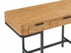 Bureau Avec 3 Tiroirs - MDF Et Métal - Naturel Et Noir - LISELA -mobilier de bureau Shop meuble bureau 14023461