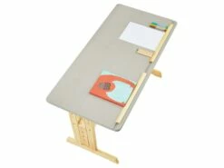 Bureau Enfant écolier Junior OLIVIA Table à Dessin Réglable En Hauteur Et Pupitre Inclinable, 2 Tiroirs En Pin Massif Naturel/gris -mobilier de bureau Shop meuble bureau 14060233