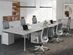Bureau Bench 6 Personnes - Blanc - L140 Cm - DOWNTOWN