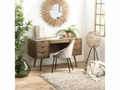 ANDREW - Bureau Scandi Bois Marron 6 Tiroirs Sapin -mobilier de bureau Shop meuble bureau 14659755