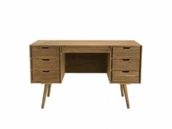 ANDREW - Bureau Scandi Bois Marron 6 Tiroirs Sapin -mobilier de bureau Shop meuble bureau 14659757