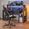 MARIO - Pack Bureau Gamer Et Fauteuil Simili Blanc Et Noir