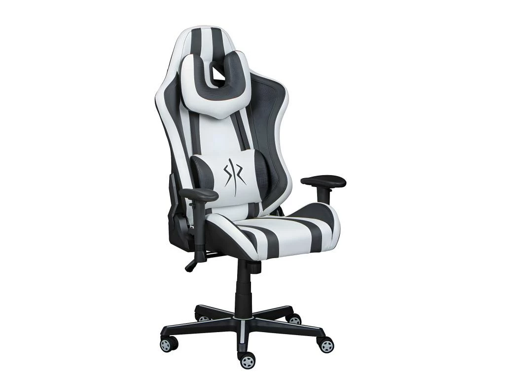 MARIO - Pack Bureau Gamer Et Fauteuil Simili Blanc Et Noir 3 MARIO - Pack Bureau Gamer Et Fauteuil Simili Blanc Et Noir – Image 3
