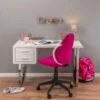 DRUSUS - Pack Bureau 2 Tiroirs Blanc Et Fauteuil Rose