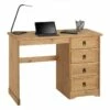 Bureau SALSA Avec Rangement 4 Tiroirs En Pin Massif Finition Teintée/cirée, Style Mexicain