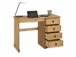 Bureau SALSA Avec Rangement 4 Tiroirs En Pin Massif Finition Teintée/cirée, Style Mexicain -mobilier de bureau Shop meuble bureau 15070491