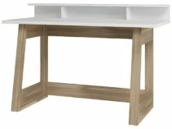 Bureau Gamer 135 Cm Blanc Et Chêne