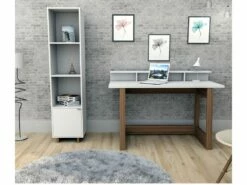 Bureau Gamer 135 Cm Blanc Et Chêne -mobilier de bureau Shop meuble bureau 15671439