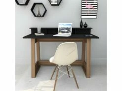 Bureau Gamer Avec Surmeuble 135 Cm Chêne Et Noir -mobilier de bureau Shop meuble bureau 15671447