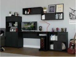 Bureau Gamer 136 Cm Noir 1 Niche -mobilier de bureau Shop meuble bureau 15671465