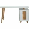 Bureau 1 Porte 1 Tiroir - Décor Bois Et Blanc - L 140 X P 76 X H 60 - HAMBOURG