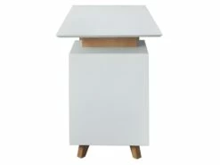 Bureau 1 Porte 1 Tiroir - Décor Bois Et Blanc - L 140 X P 76 X H 60 - HAMBOURG -mobilier de bureau Shop meuble bureau 15910223