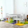 Ensemble De Table Et Chaises Enfant - Set De 4 Pièces - Table, 2 Chaises, Banc Coffre 2 En 1 - MDF Pin Blanc Gris