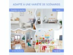 Ensemble De Table Et Chaises Enfant - Set De 4 Pièces - Table, 2 Chaises, Banc Coffre 2 En 1 - MDF Pin Blanc Gris -mobilier de bureau Shop meuble bureau 15915089