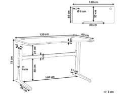 Bureau Gamer éclairage LED 120 X 60 Cm Noir DEXTER -mobilier de bureau Shop meuble bureau 17130167