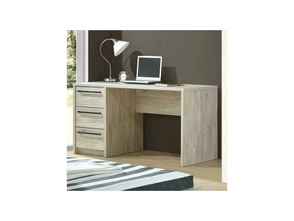Bureau 3 Tiroirs Chêne Délavé - YVI 2 Bureau 3 Tiroirs Chêne Délavé - YVI – Image 2