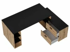 Bureau D'angle En Mélamine Coloris Imitation Chêne Rustique / Noir - Longueur 183 X Profondeur 141 X Hauteur 75 Cm 9 Bureau D'angle En Mélamine Coloris Imitation Chêne Rustique / Noir - Longueur 183 X Profondeur 141 X Hauteur 75 Cm -mobilier de bureau Shop meuble bureau 17700271