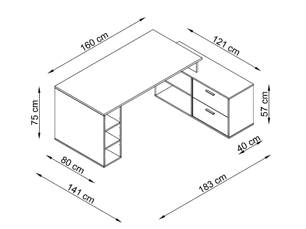 Bureau D'angle En Mélamine Coloris Imitation Chêne Rustique / Noir - Longueur 183 X Profondeur 141 X Hauteur 75 Cm 6 Bureau D'angle En Mélamine Coloris Imitation Chêne Rustique / Noir - Longueur 183 X Profondeur 141 X Hauteur 75 Cm – Image 6