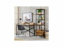 Bureau 2 Tiroirs 1 Niche Bois De Manguier/Métal - LEKNU -mobilier de bureau Shop meuble bureau 17789069