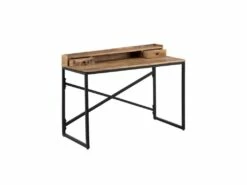 Bureau 2 Tiroirs 1 Niche Bois De Manguier/Métal - LEKNU -mobilier de bureau Shop meuble bureau 17789071