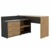 MOLINE - Bureau D'angle Avec Rangement - 3 Tiroirs + 2 Etagères - 120x50x76 Cm - Bureau D'ordinateur