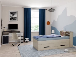 Bureau Avec Rangements ZACHARIE - Blanc Et Gris -mobilier de bureau Shop meuble bureau 18439441