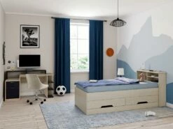 Bureau Avec Rangements ZACHARIE - Coloris : Chêne Et Noir -mobilier de bureau Shop meuble bureau 18812643