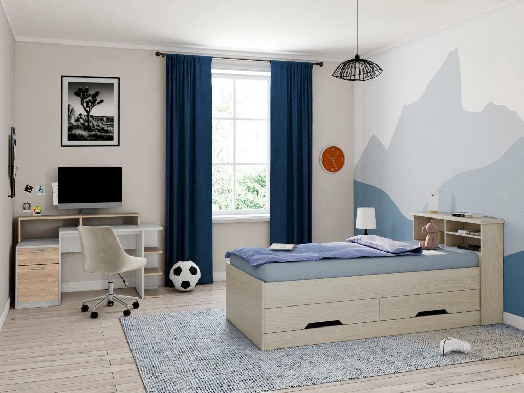 Bureau Avec Rangements ZACHARIE - Blanc Et Chêne 4 Bureau Avec Rangements ZACHARIE - Blanc Et Chêne – Image 4