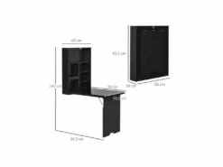 Bureau Pliable étagère LENNY Noir -mobilier de bureau Shop meuble bureau 19169283
