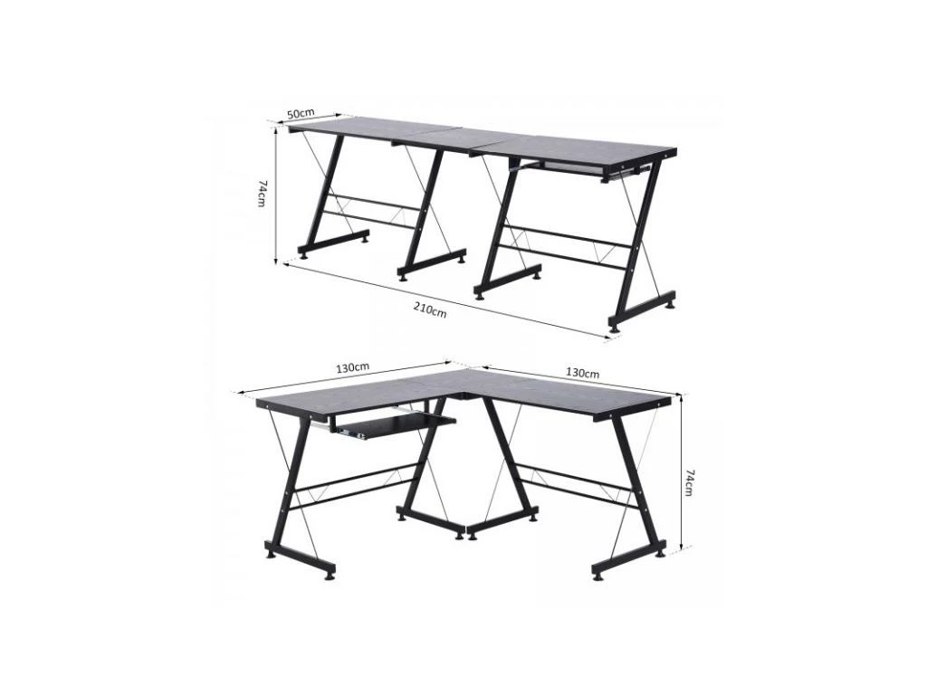 Bureau D'angle Informatique Tom Noir 3 Bureau D'angle Informatique Tom Noir – Image 3