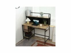 Bureau Informatique Avec étagères SOHO Noir Et Bois -mobilier de bureau Shop meuble bureau 19170201