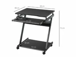 Bureau Informarique Roulant ZOLA Noir -mobilier de bureau Shop meuble bureau 19170215