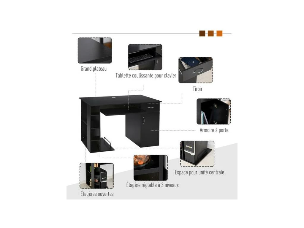 Bureau Informatique STELLAR Noir 6 Bureau Informatique STELLAR Noir – Image 6