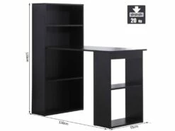 Bureau Multi-rangement Elina Noir -mobilier de bureau Shop meuble bureau 19170343