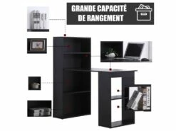 Bureau Multi-rangement Elina Noir -mobilier de bureau Shop meuble bureau 19170347