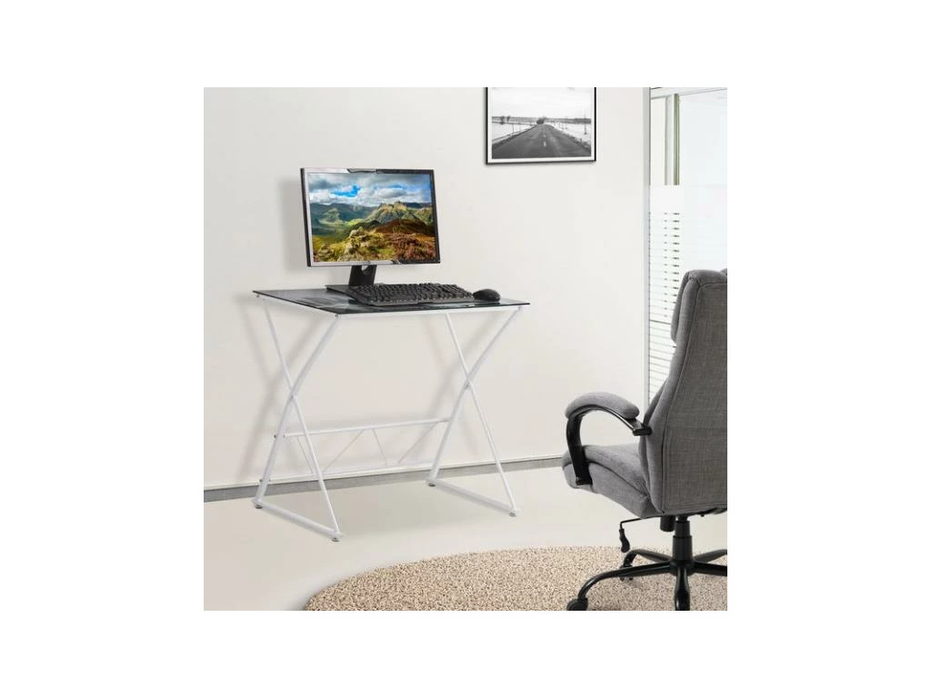 Bureau Verre Trempé NEW-YORK Blanc 5 Bureau Verre Trempé NEW-YORK Blanc – Image 5