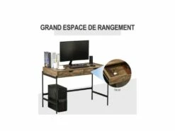 Bureau Industriel TONY Noir Et Bois -mobilier de bureau Shop meuble bureau 19170493