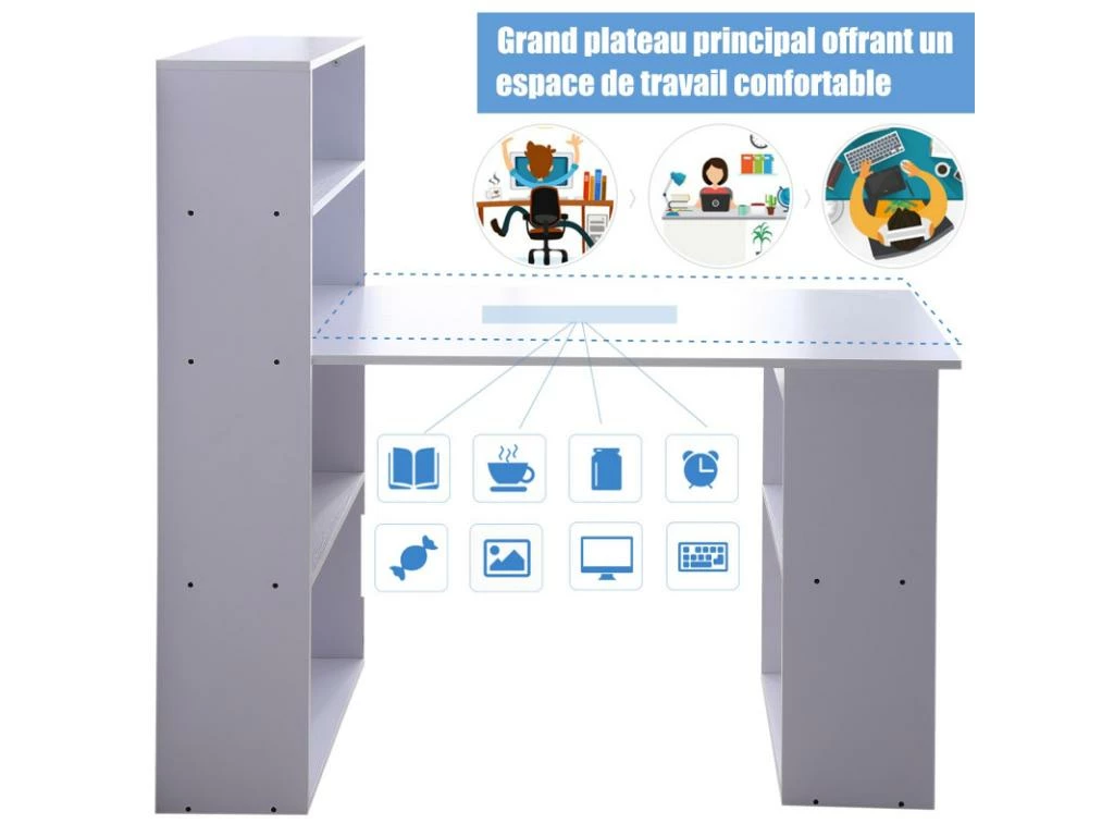 Bureau Multi-rangement Elina Blanc 4 Bureau Multi-rangement Elina Blanc – Image 4