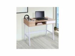 Bureau Informatique OSLO Blanc Et Bois -mobilier de bureau Shop meuble bureau 19170559