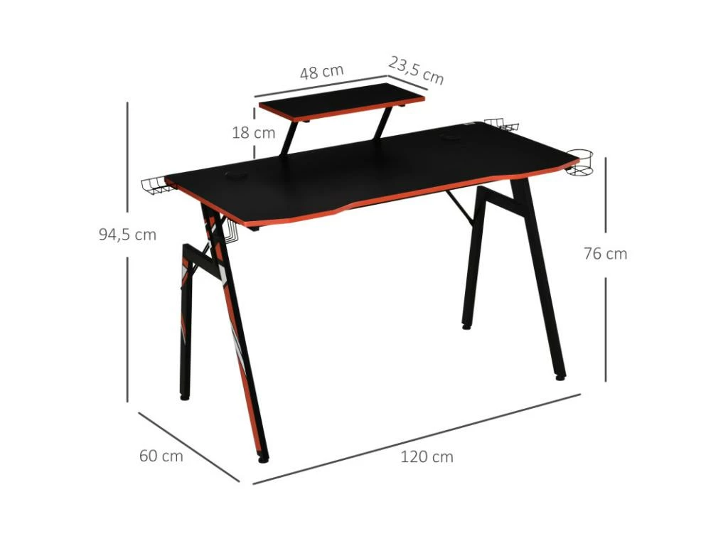 Bureau Gaming HARVEY Noir Et Rouge 3 Bureau Gaming HARVEY Noir Et Rouge – Image 3