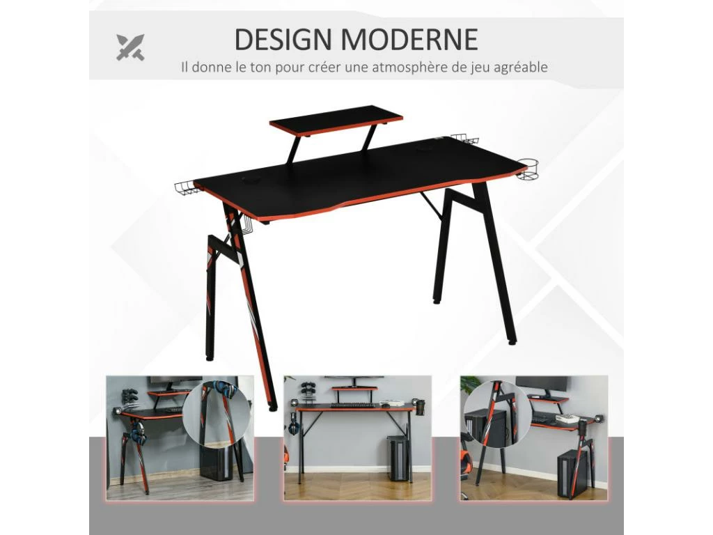 Bureau Gaming HARVEY Noir Et Rouge 4 Bureau Gaming HARVEY Noir Et Rouge – Image 4